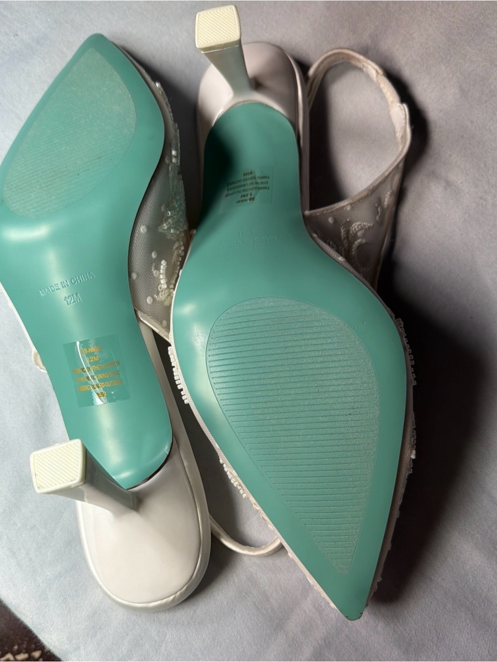 Betsey Johnson Ivory Beaded Embroidered Pointed Slingback Heels - Picture 10 of 11